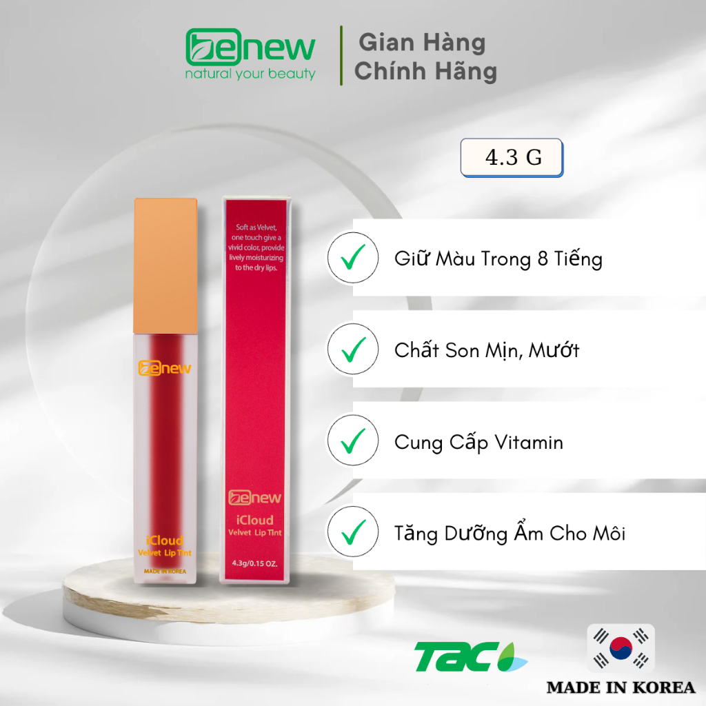 Ảnh Son kem lì dưỡng ẩm lôi trôi 4 màu tự nhiên Benew iCloud Velvet Lip Tint TAC 2
