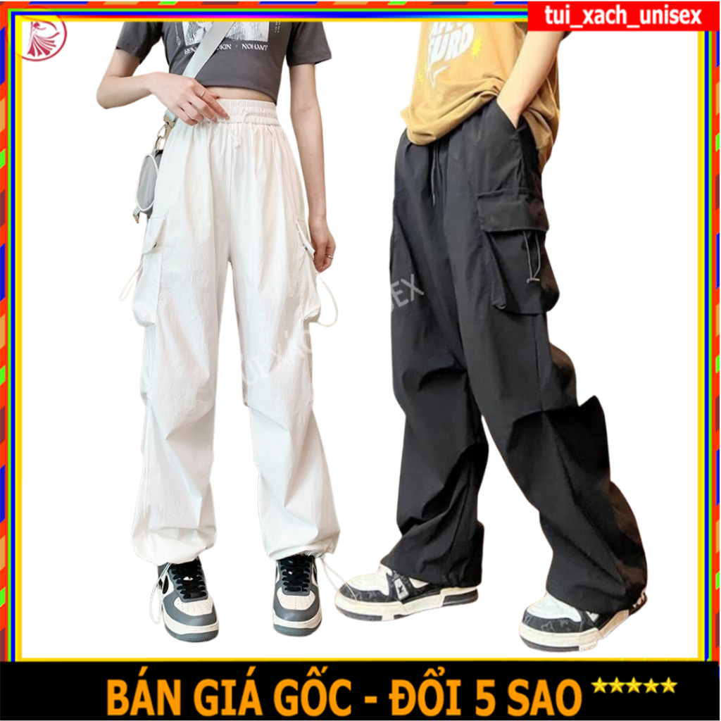Quần dài kaki nam nữ túi hộp dễ phối mặc 2 kiểu ống rộng có dây rút chân Siêu Hot cao cấp K1