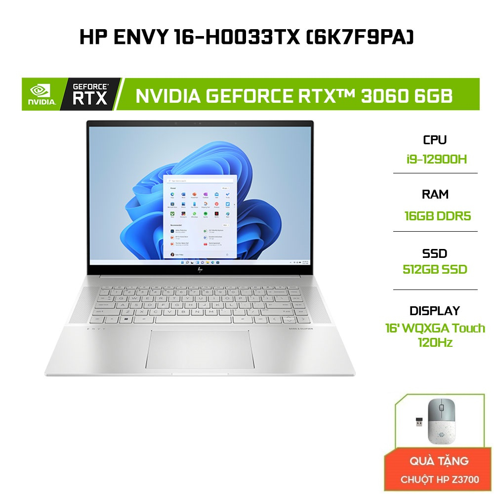 [Mã ELHP2TR5 giảm 12% đơn 18TR] Laptop HP Envy 16-h0033TX (6K7F9PA)(i9-12900H|16GB|512GB|RTX™ 3060 6GB|16)