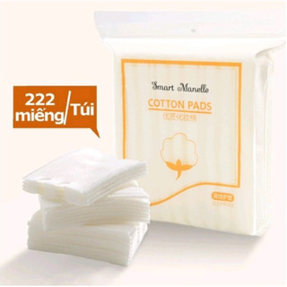 Bông tẩy trang 222 miếng 3 chất liệu 100% cotton sợi bông tự nhiên mềm mịn thấm hút tốt an toàn cho da