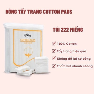 Bông tẩy trang 222 miếng 3 chất liệu 100% cotton sợi bông tự nhiên mềm mịn thấm hút tốt an toàn cho da