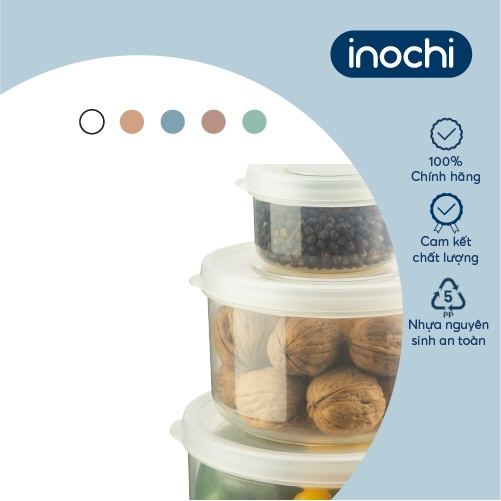 Bộ 3 hộp thực phẩm tròn Inochi - Hokkaido Bộ (500/1000/2000ml, 750/1500/2500ml Nhiều màu) - tiện lợi