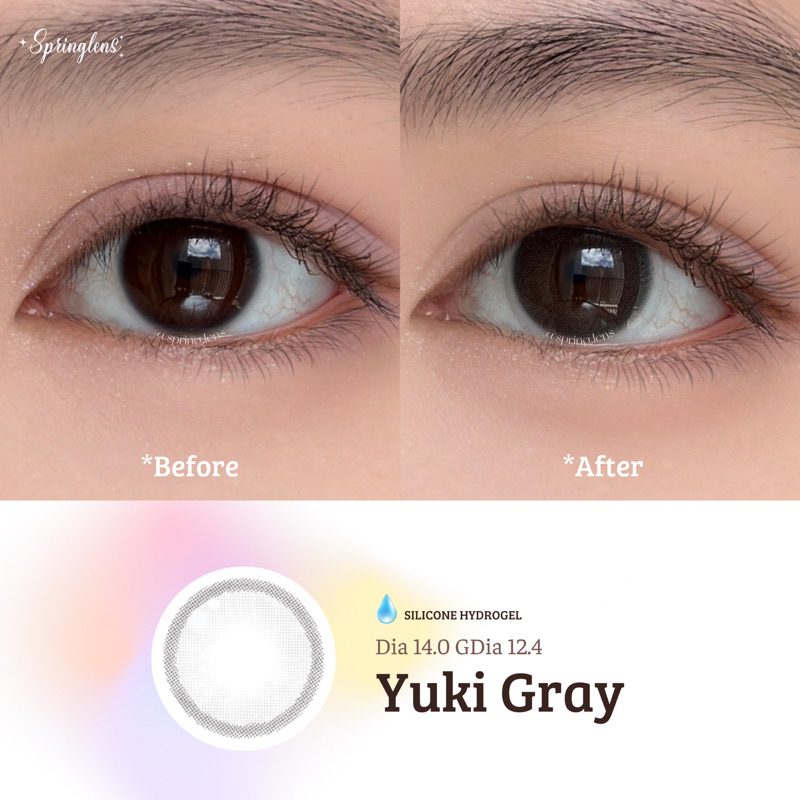 Kính áp tròng Silicone Hydrogel YUKI GRAY xám trong vỉ 6 tháng không giãn | Spring Lens