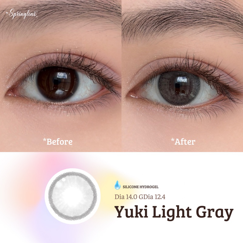 Lens Silicone Hydrogel YUKI LIGHT GRAY xám pha lê vỉ 6 tháng không giãn @spring.lens
