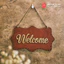 Bảng gỗ decor treo cửa: biển welcome trang trí cửa ra vào bằng gỗ