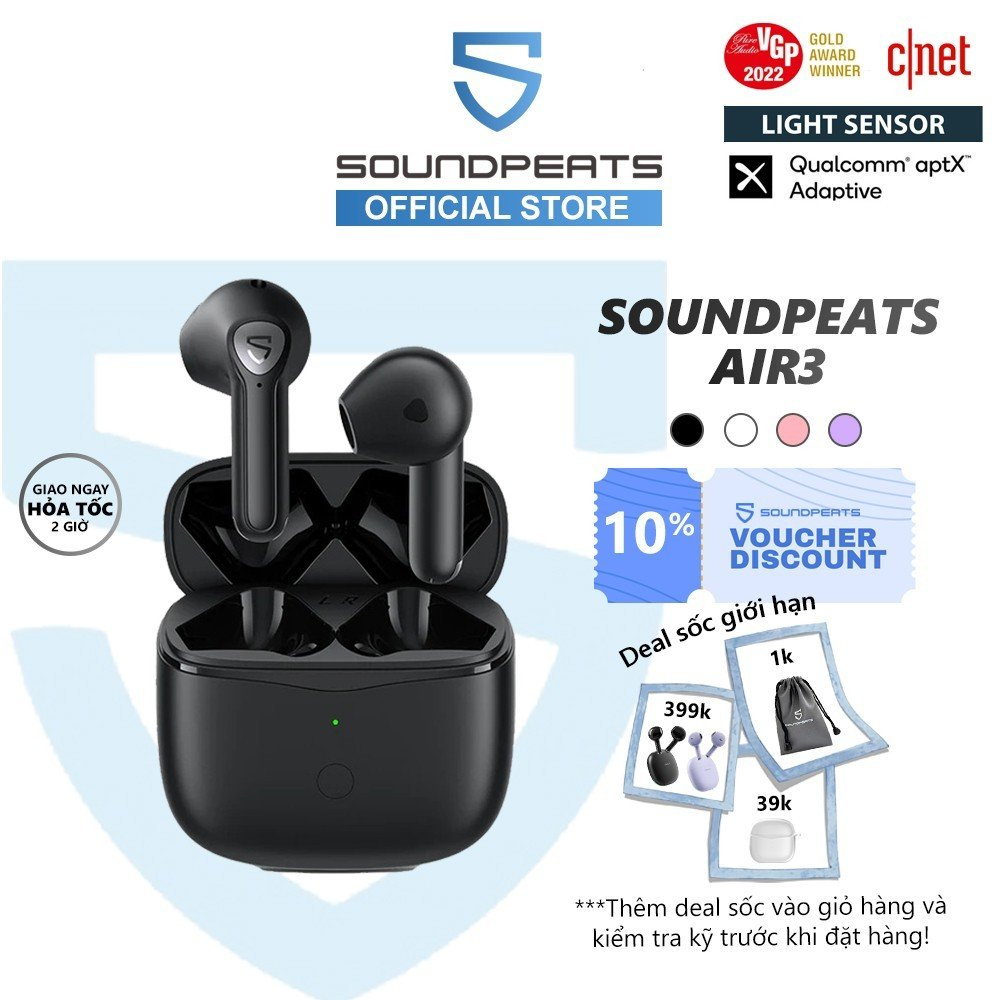 Tai nghe True Wireless SoundPEATS Air3 (bản nâng cấp TrueAir2) Bluetooth 5.2