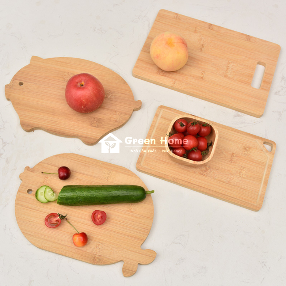 Thớt Gỗ Tre Tự Nhiên Dùng Để Cắt Rau Củ Hoa Quả & Decor Chụp Hình, Thớt Gỗ Có Nhiều Kích Thước