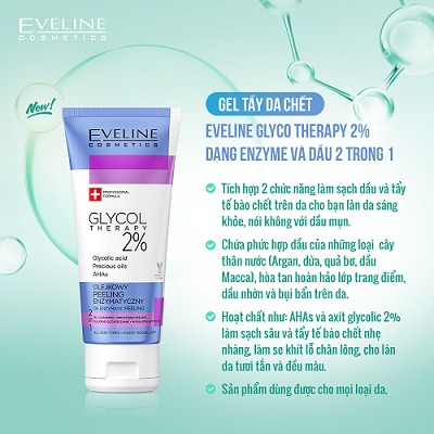 Gel Tẩy Da Chết Sạch Sâu, Thu Nhỏ Lỗ Chân Lông Eveline Glycol Therapy 2% 100ml