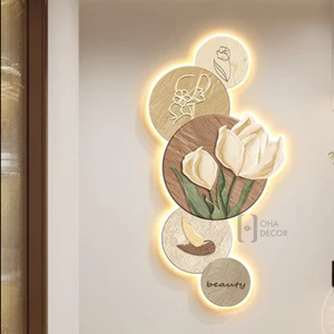 Tranh LED 3D Hoa Tulip Trang Trí Phòng Khách Quán Tiệm Shop Xưởng Giá Rẻ