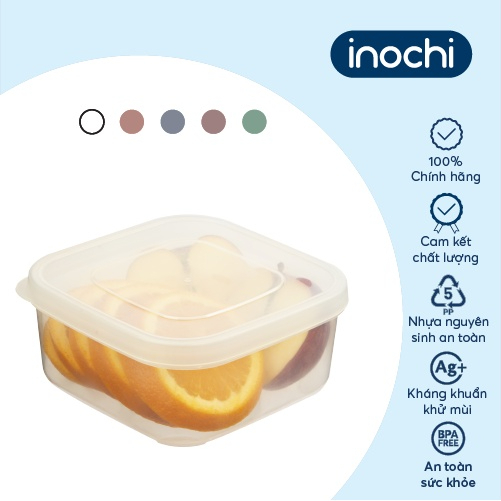 Bộ 3 hộp thực phẩm VUÔNG Inochi Hokkaido (500/1000/2000ml & 750/1500/2500ml), nhựa nguyên sinh an toàn, tiện dụng