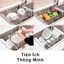 Khay inox rút gọn gác bồn rửa chén, bát - đựng đồ đa năng, tiện dụng
