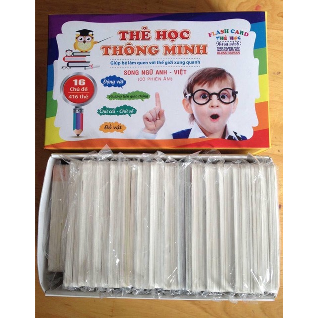 Bộ Thẻ Học Thông Minh 16 Chủ Đề 416 Song Ngữ Anh-Việt Loại Cứng To Đồ Chơi Thông Minh Cho Bé- Đồ Chơi Cho  PUKAPI