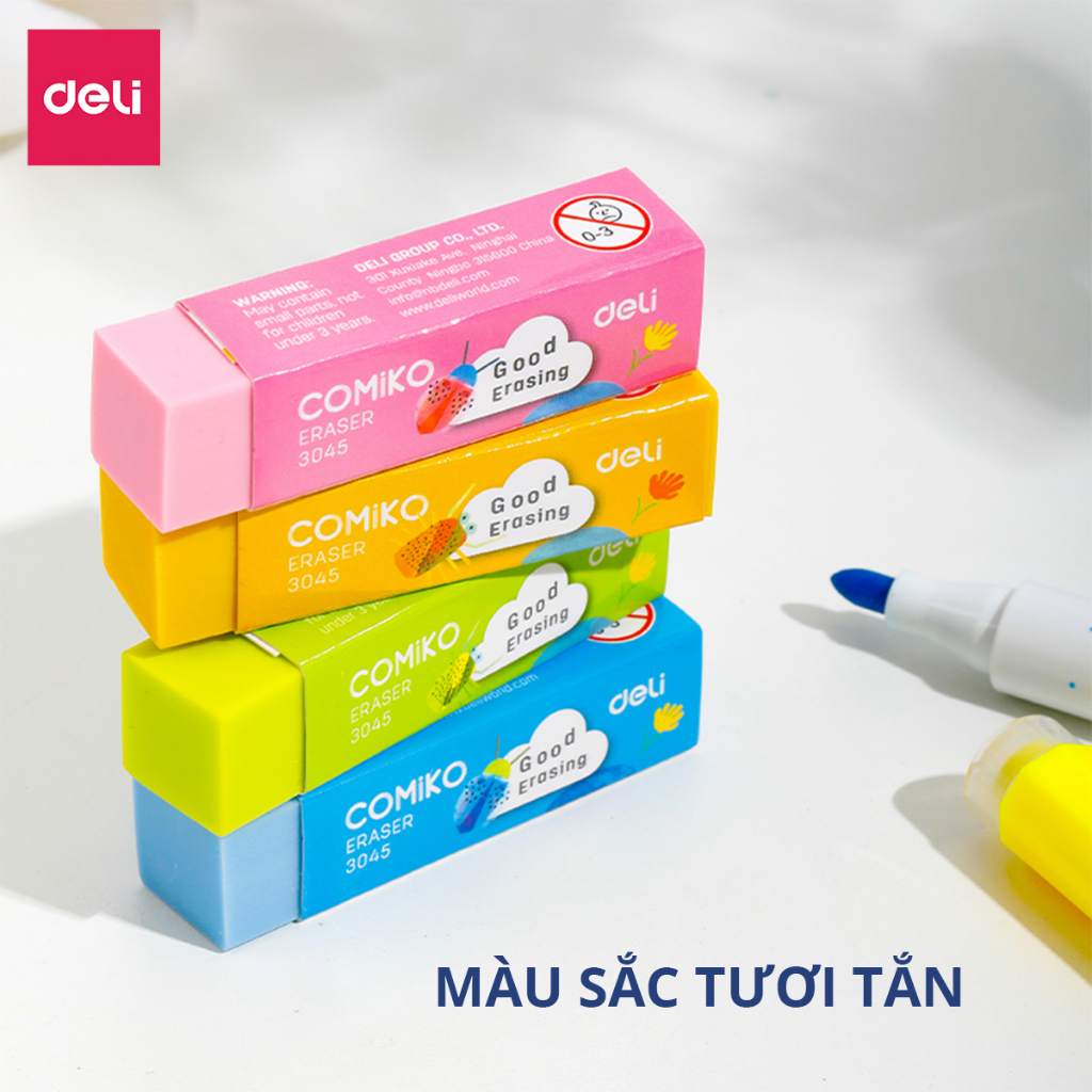 Gôm Tẩy Chì 2B Deli - Nhiều Màu - Tẩy sạch, ít vụn, không mòn giấy - An toàn, phù hợp học sinh, trẻ em, văn phòng