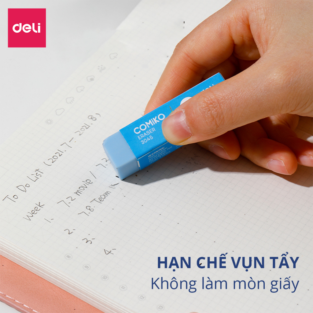 Gôm Tẩy Chì 2B Deli - Nhiều Màu - Tẩy sạch, ít vụn, không mòn giấy - An toàn, phù hợp học sinh, trẻ em, văn phòng