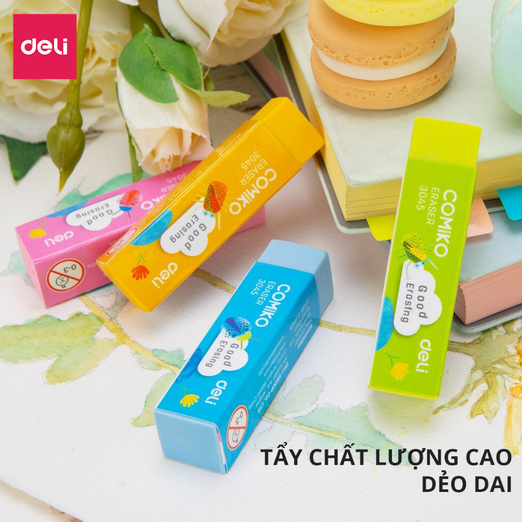 Gôm Tẩy Chì 2B Deli - Nhiều Màu - Tẩy sạch, ít vụn, không mòn giấy - An toàn, phù hợp học sinh, trẻ em, văn phòng