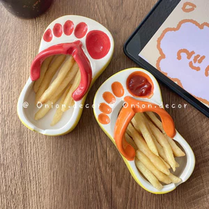 Đĩa đựng khoai tây hình bàn chân dép tông sáng tạo
