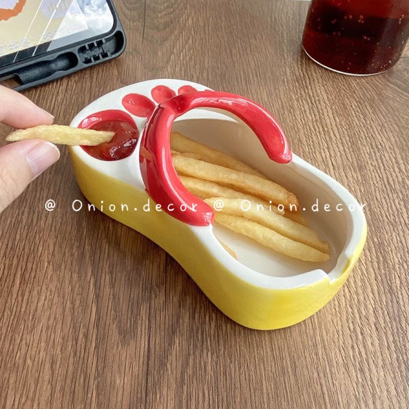 Đĩa đựng khoai tây hình bàn chân dép tông sáng tạo