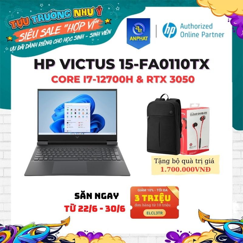 [Mã ELHP2TR5 giảm 12% đơn 18TR] Laptop HP VICTUS 15-fa0110TX (Core i7-12700H | RTX 3050 4GB )