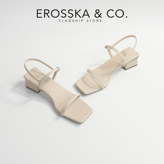 Erosska - Giày sandal cao gót nữ hở mũi quai mảnh gót vuông màu nâu cao 4cm - EM079