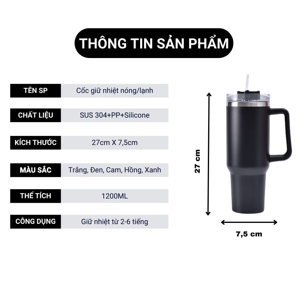 Cốc giữ nhiệt PITI dung tích 1200ML ly giữ nhiệt inox 304 cao cấp có tặng kèm ống hút và tay cầm | BigBuy360 - bigbuy360.vn