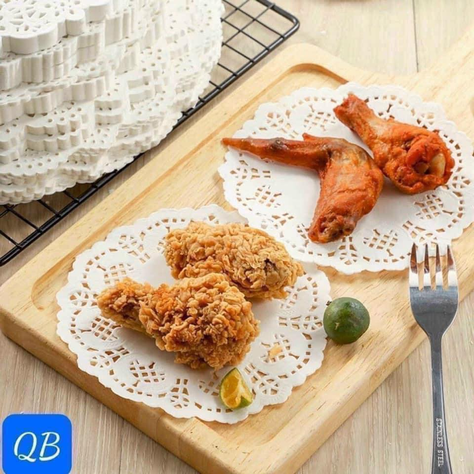 Set 140 Tờ Giấy Nến Lót Thấm Hút Dầu Mỡ Nồi Chiên Không Dầu, Lót Đĩa Dập Hoa Văn