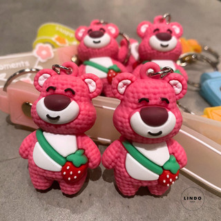 0051 Móc Khóa Gấu Dâu Dễ Thương, Cute LINDO, Quà Tặng Đáng Yêu, Treo Balo, Cặp
