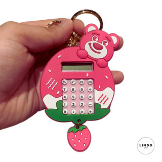 0046 Móc Khóa Máy Tính Gấu Dâu Xinh Xắn LINDO, Móc Khóa Tiện Dụng, Quà Tặng Đáng yêu, Treo Balo, Cặp