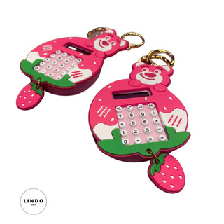 0046 Móc Khóa Máy Tính Gấu Dâu Xinh Xắn LINDO, Móc Khóa Tiện Dụng, Quà Tặng Đáng yêu, Treo Balo, Cặp