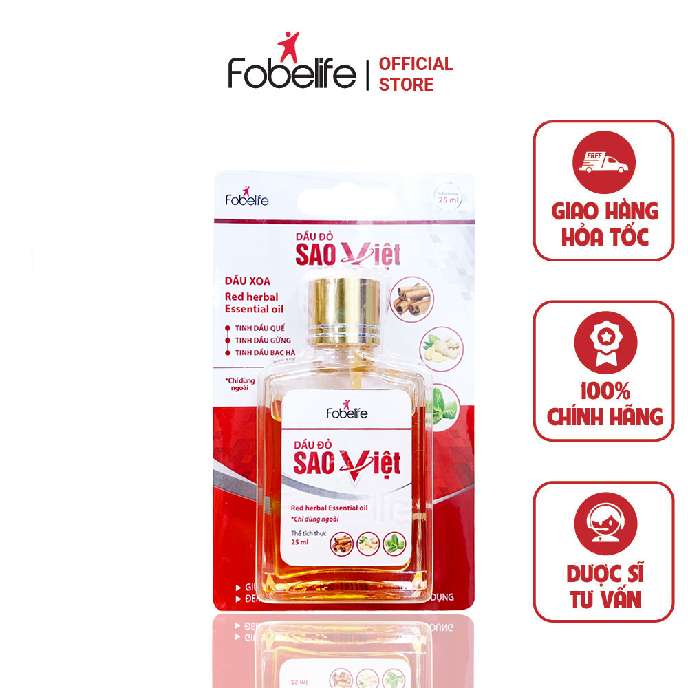 Dầu Đỏ Sao Việt Fobe Giúp Giảm Nhức Mỏi, Đau Cơ, Sưng Tấy N1 - Chai 25ml