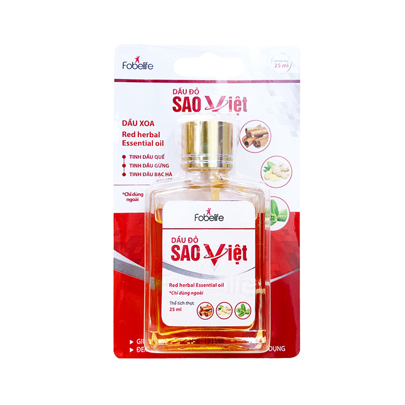 Dầu Đỏ Sao Việt Fobe Giúp Giảm Nhức Mỏi, Đau Cơ, Sưng Tấy N1 - Chai 25ml