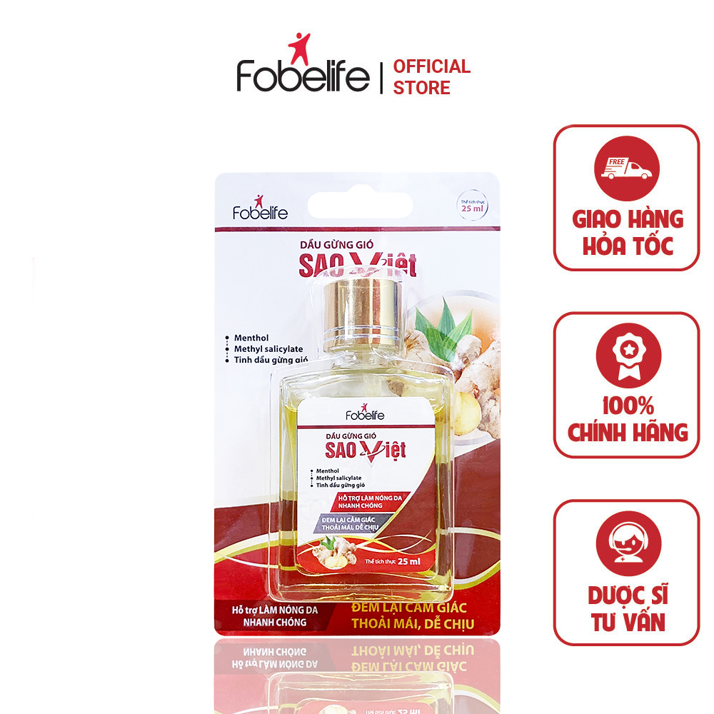 Dầu Gừng Sao Việt Giúp Giảm Đau Đầu, Sổ Mũi, Nghẹt Mũi, Đau Vai Gáy N1 - Chai 25ml