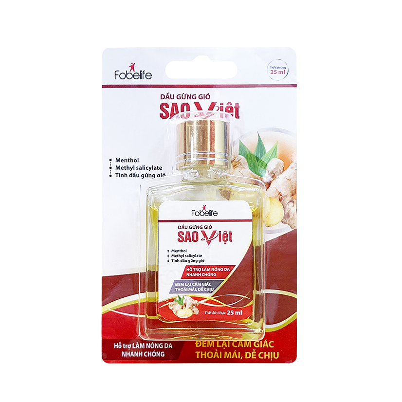 Dầu Gừng Sao Việt Giúp Giảm Đau Đầu, Sổ Mũi, Nghẹt Mũi, Đau Vai Gáy N1 - Chai 25ml
