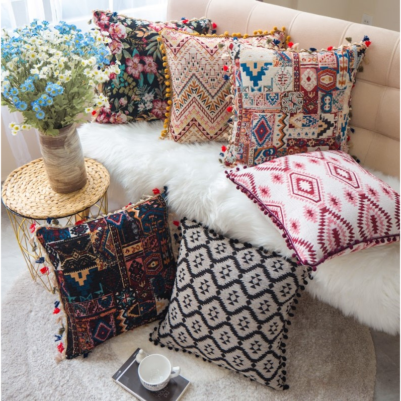 Vỏ Gối Tựa Lưng Sofa Ma Rốc Âu Mỹ Sang Trọng