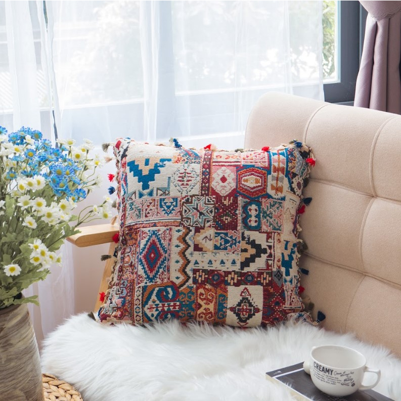 Vỏ Gối Tựa Lưng Sofa Ma Rốc Âu Mỹ Sang Trọng