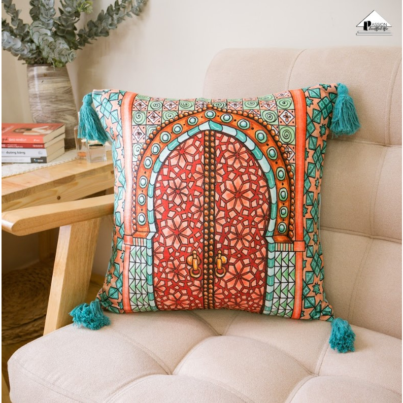 Vỏ Gối Tựa Lưng Sofa Ma Rốc Âu Mỹ Sang Trọng