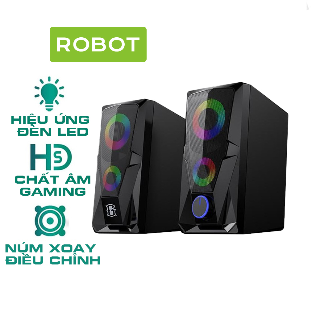 Loa Máy Tính ROBOT RS200 Hiệu Ứng Đèn LED - Âm Thanh HD Chất Lượng Cao