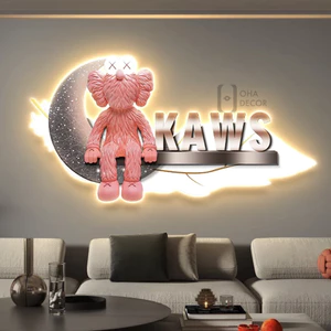 Tranh Đèn LED 3D Gấu Kaws Bearbrick Trang Trí Phòng Khách, Phòng Ngủ Xưởng Giá Rẻ