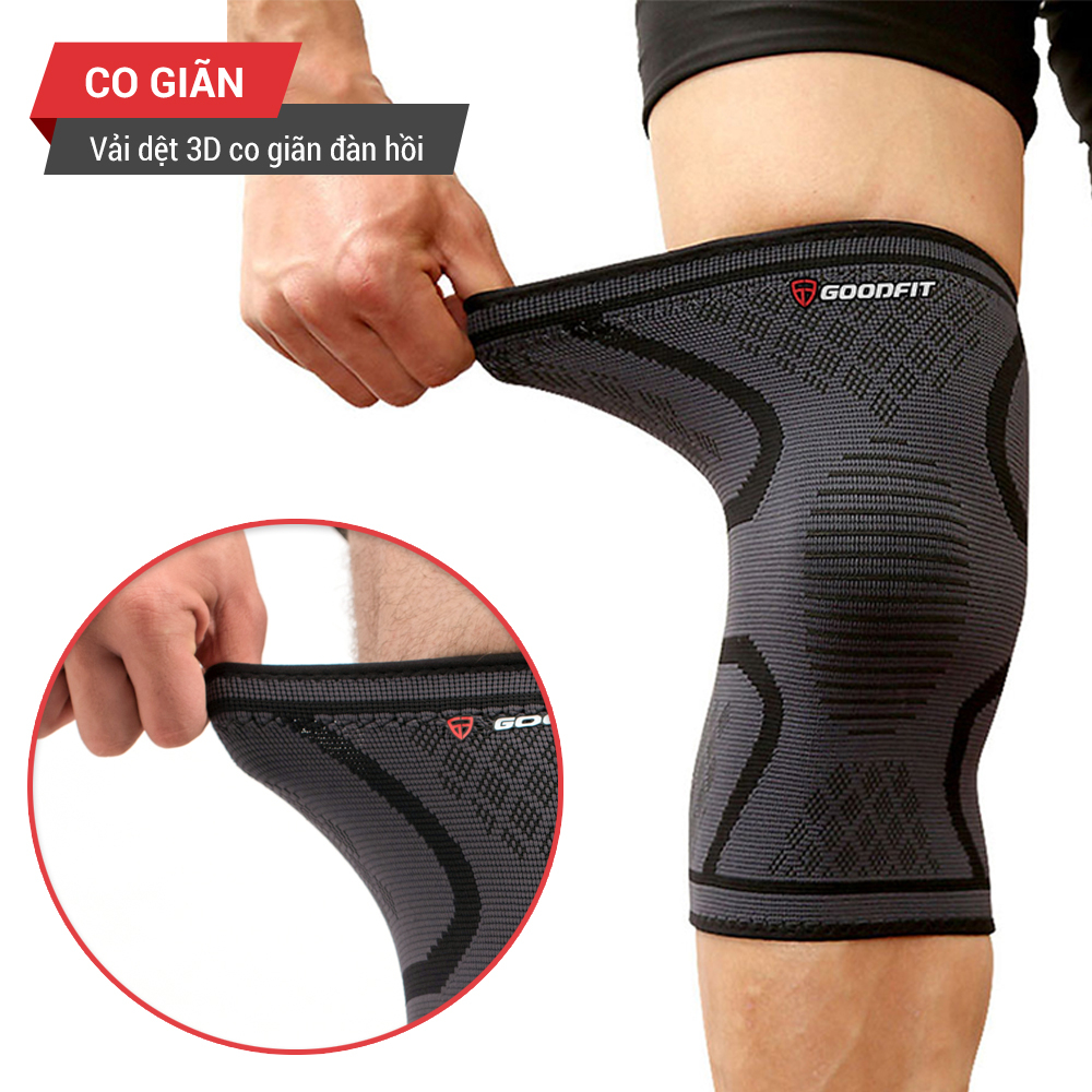 Ảnh Bó gối thể thao, bảo vệ đầu gối tập gym GoodFit co giãn 4 chiều, dệt 3D dày dặn GF518K 3