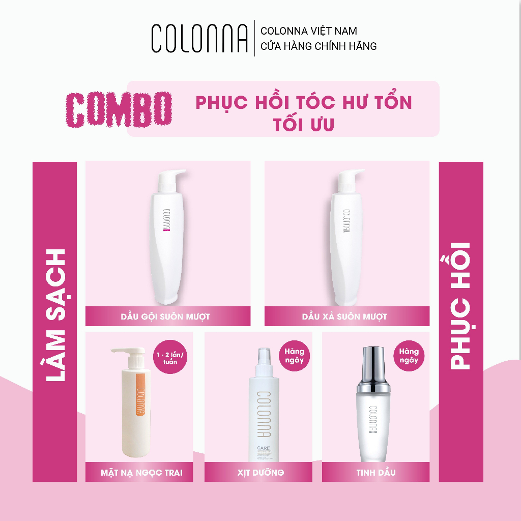 Colonna Cặp Dầu gội Và xả Colonna Hydrating Phục Hồi Suôn mượt - dành cho tóc  xẹp, mỏng da đầu thường hoặc khô