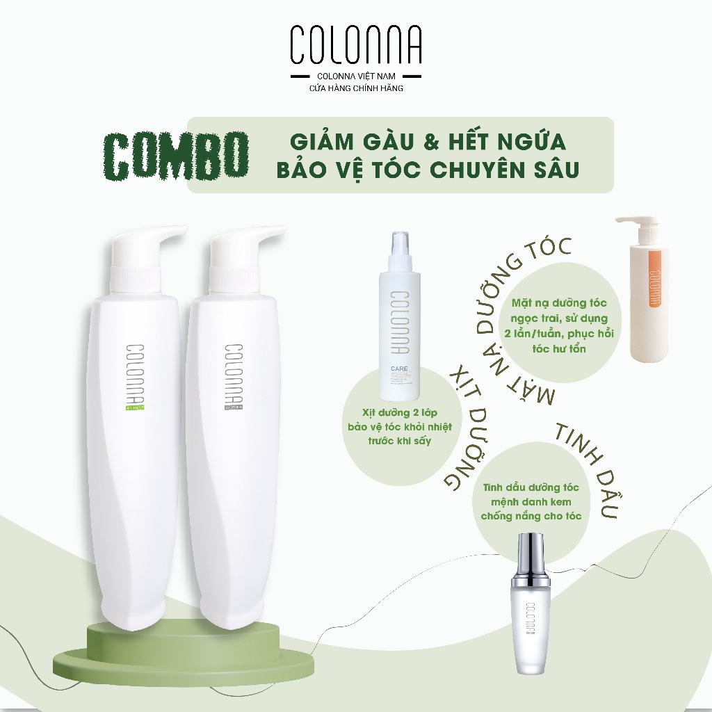 Dầu Gội chăm sóc chuyên nghiệp COLONNA sạch gàu, giảm nấm ngứa da đầu