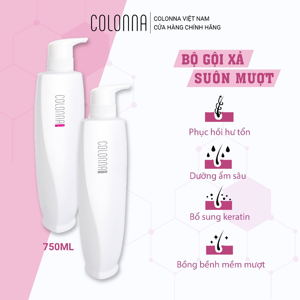 Colonna Cặp Dầu gội Và xả Colonna Hydrating Phục Hồi Suôn mượt - dành cho tóc  xẹp, mỏng da đầu thường hoặc khô