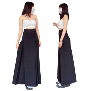 (Hỏa tốc) Chân váy chữ A dài xếp ly ulzzang màu Đen/ Xám kèm nịt Trendy y2k Lolalalo