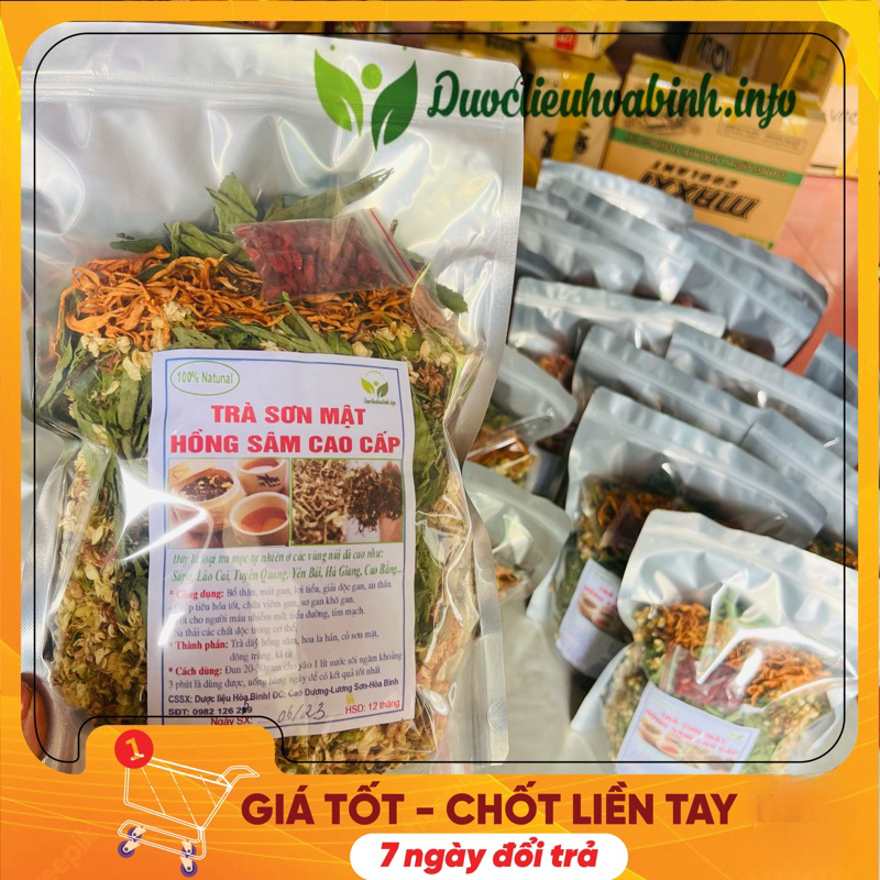 Trà Sơn Mật Hồng Sâm- Loại Cao Cấp - Đông Trùng Hạ Thảo - Kì tử (túi zip tiện dụng)
