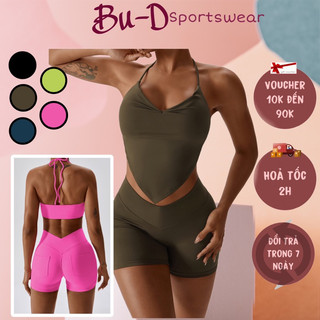 Bộ đồ tập gym,yoga nữ mẫu thiết kế cột dây (mã LB162)