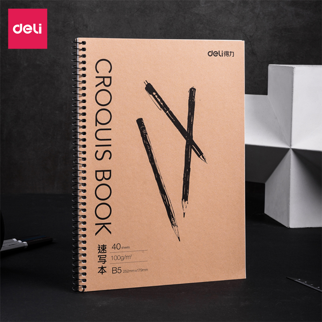 Sổ Vẽ Phác Thảo A4 A3 B5 Sketchbook Deli - 110/100gsm 80 trang Giấy Vẽ Chì Phác Họa Sketchnote Giấy Mịn