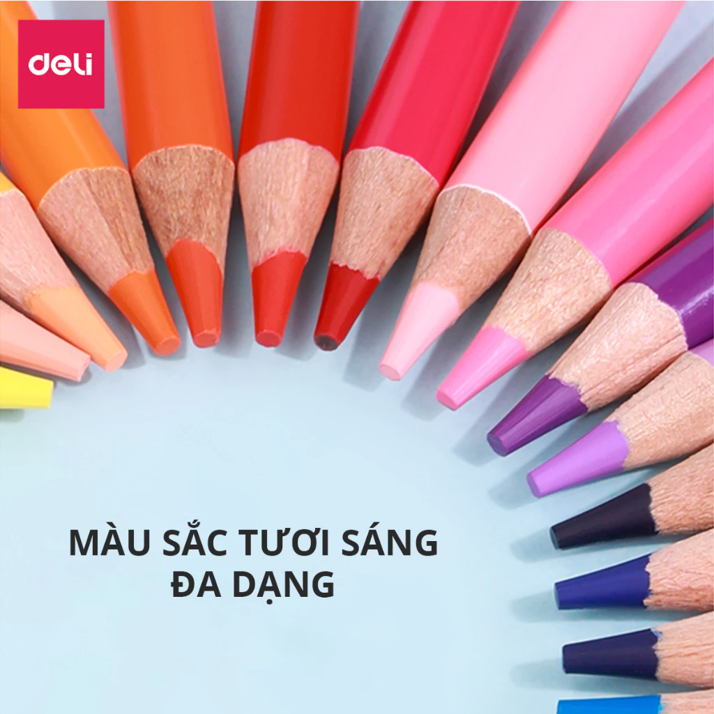 [TOP 1] Bút Chì Màu Gốc Dầu/Gốc Nước 72 Màu Cao Cấp Deli - Màu Đậm Tươi Sáng, Tô Vẽ Tranh Phác Thảo