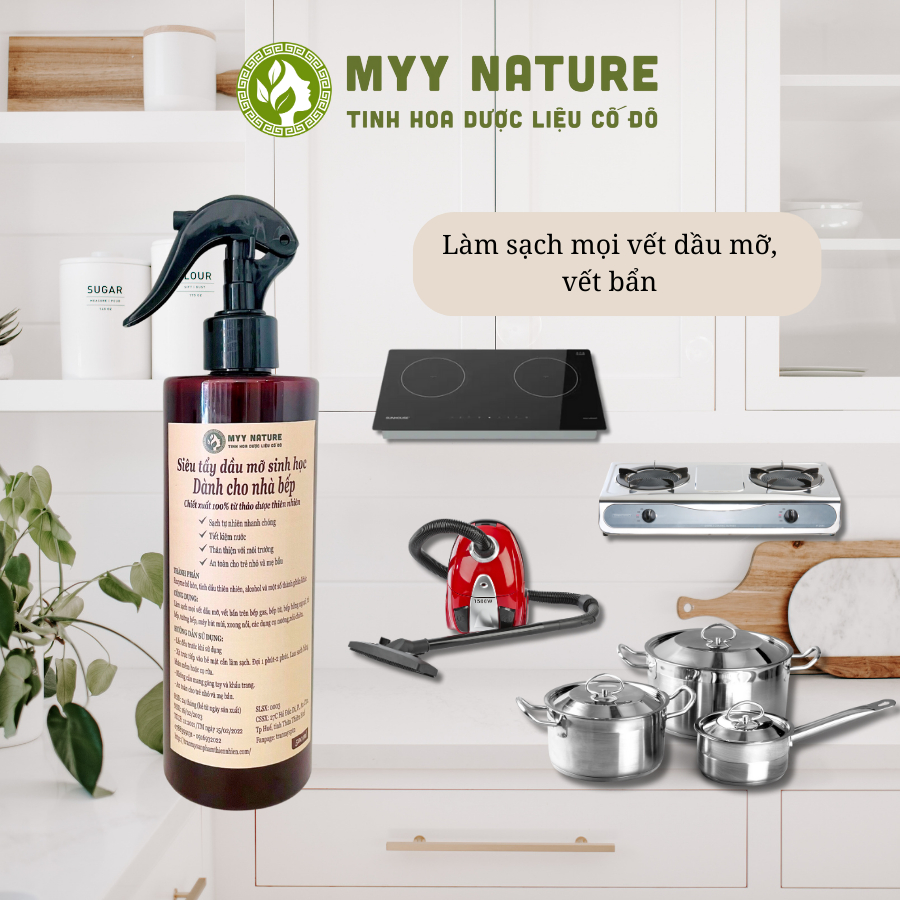 Siêu Tẩy Dầu Mỡ Dành Cho Nhà Bếp Myy Nature, chai 250ml/500ml - Làm Sạch Mọi Vết Dầu Mỡ, Vết Bẩn