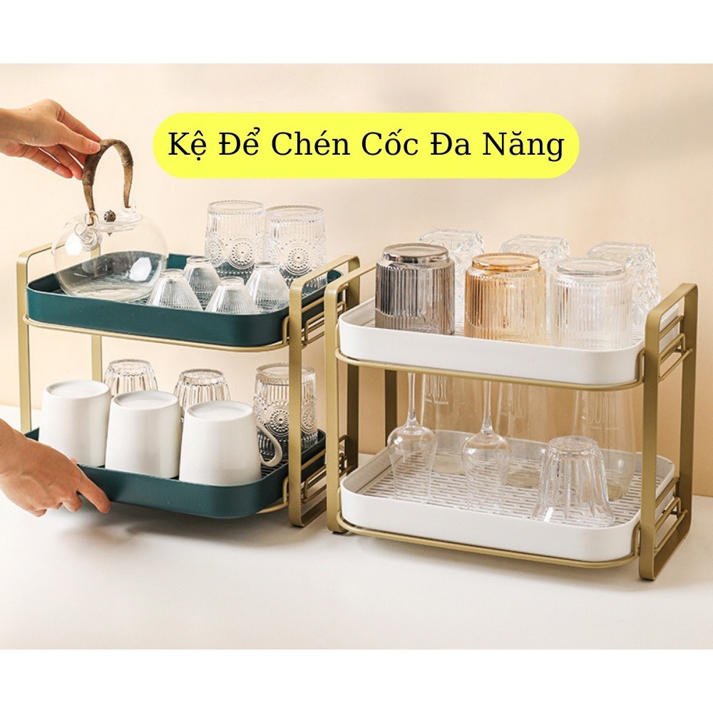 Giá kệ để cốc chén ly Cao cấp 2 tầng .Nhựa Pp Khung kim loại Sơn tĩnh ...