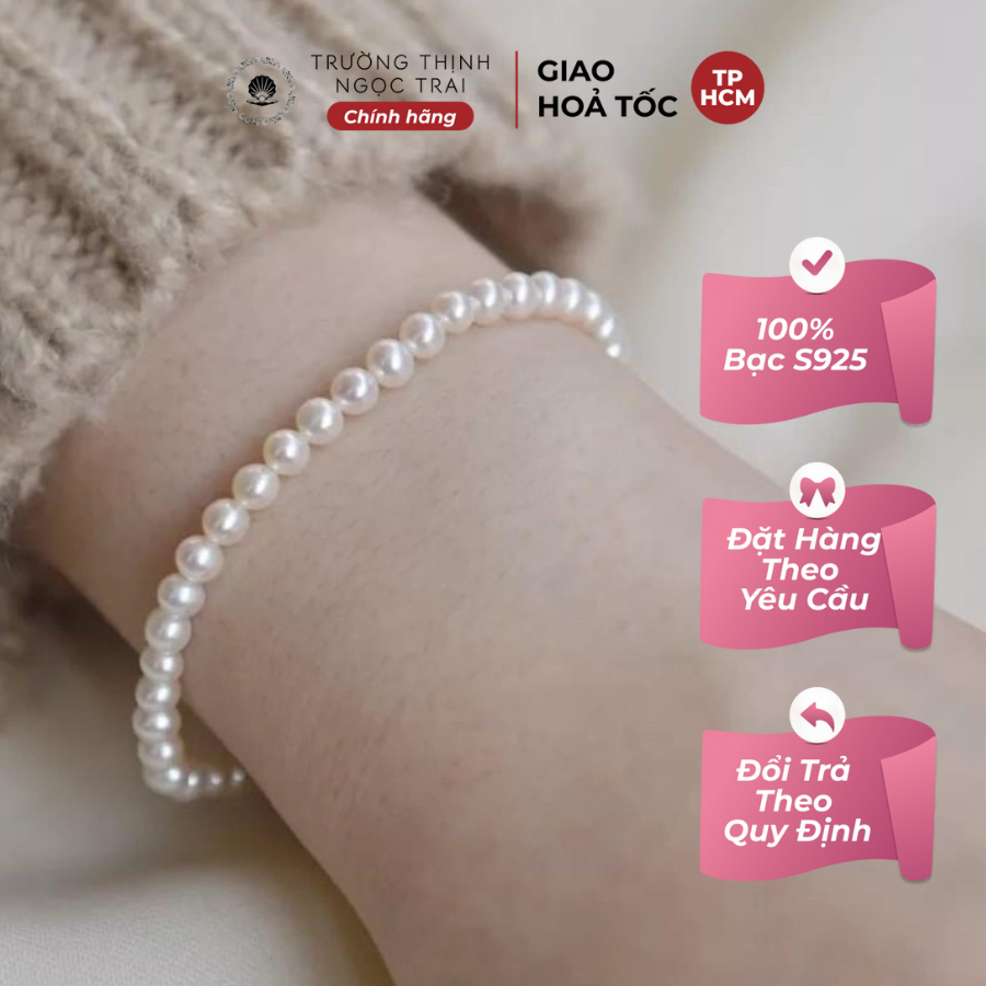 Ảnh Vòng Tay Ngọc Trai Hạt Nhí 3ly Khóa Bạc Tròn Dễ Thương, Thời Trang - Ngọc Trai Trường Thịnh 1