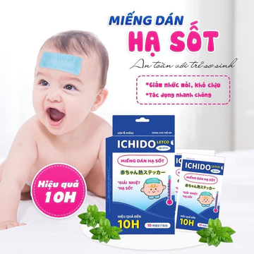 Miếng dán hạ sốt ICHIDO an toàn cho trẻ sơ sinh.( hộp 3gx2m)